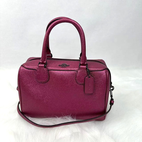 COACH Mini Bennett Satchel Crossbody In Leather Metallic Magenta F39706 NWT - Picture 1 of 10